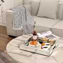 Mirrored Tray Decorative, 16x14x2.4 Silver Tray for Coffee Ottoman Trays for Living Room Perfume Jewelry Tray Bandejas Decorativas Wine Platter Modern Home Decor