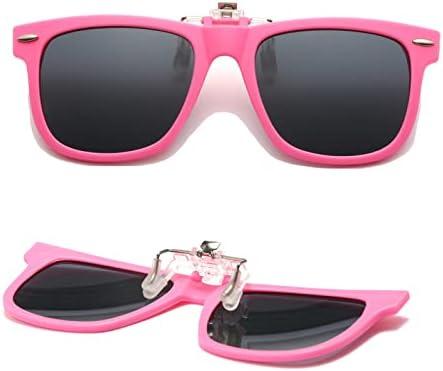 Long Keeper Kids Polarized Clip On Sunglasses Teen Boys Girls Square Flip Up Clip-on Sunglasses Over Glasses