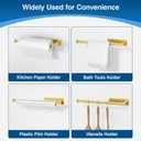 Paper Towel Holder - Self-Adhesive or Drilling, Gold, Wall Mounted, SUS304 Stainless Steel Kitchen Roll Dispenser Under Cabinet