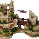 Hamiledyi Aquarium Antique Roman Column Castle Stone Cave Decorations, Fish Tank Artificial Resin Ruins European Ornaments, Large Landscaping for Betta Hide Play