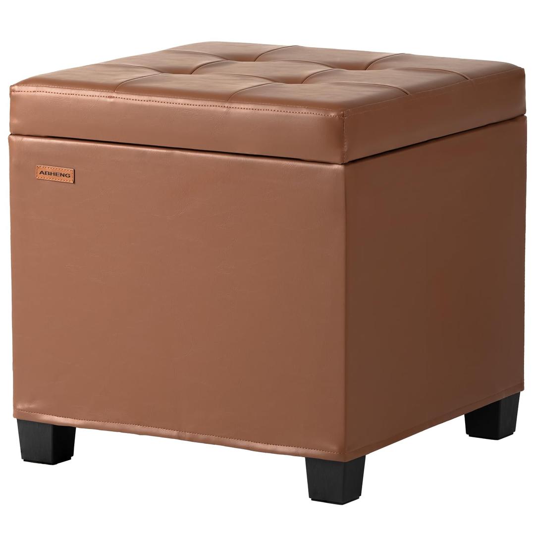 ABHENG Steel Frame Square Ottoman with Storage Caramel UASND645Z
17.7" x 17.7" x 17.7", Hold 660 lbs, 48L Storage Capacity, Waterproof Synthetic Leather, Removable Lid, for Dorm Living Room
