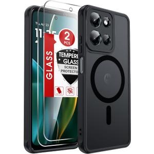 LeYi for Motorola Moto G-2026 Phone Case: Moto G Play 2026/2025 Case with [2 Packs] Screen Protector, [Magnet Fit] Raised Camera Guard, Matte Translucent Slim para Moto G 2026/2025 Case, Black