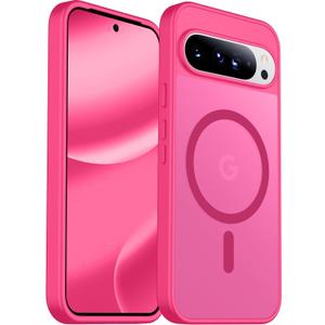 SPIDERCASE Magnetic for Google Pixel 10 Pro XL Case, Military Grade Drop Protection Slim Translucent Matte Shockproof Anti-Fingerprint Phone Case for Pixel 10 Pro XL,Hot Pink