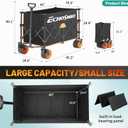 EchoSmile Collapsible Foldable Extended Wagon with 500Lbs Weight Capacity, 300L Folding Utility Wagon Cart with Big All-Terrain Wheels for Beach,Sport,Garden&Grocery (Black&Orange)