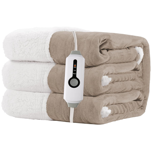 RALYSUN Electric Heated Blanket Full Size 72"x84"  DualSided with Microplush & Sherpa Fabric, 4 Heat Settings & 10 Hours Auto Off, Machine Washable  Light Brown
