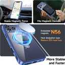 [Tri-Shield Protection] for iPhone 17 Pro Max Case with 360 Spin Stand Compatible with MagSafe [Magnetic CD Ring][Screen & Camera Lens Protector] Shockproof Plating Never-Yellowing, Blue-6.9"