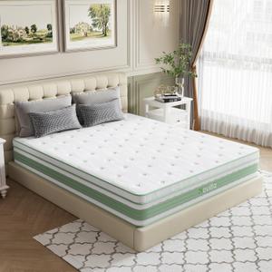Novilla King Size Mattress 14 Inch, Hybrid Mattress King for Motion Isolation, Gel Memory Foam with Pressure Relief for Cool Night Sleep, Medium Firm Mattresses with Pillow Top, Certipur-Us Certified (White)