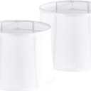GO&SO White Lamp Shades Set of 2, Drum Lampshades for Table Lamp Floor Lamps, 12" Top x 14" Bottom x10" High (Spider) Natural Faux Silk Lamp Shade Replacement Modern Rustic Shade- Fold Easy Assembly