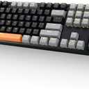 E-YOOSO Z-14 Mechanical Gaming Keyboard Brown Switches 104 Key, Full-Size Computer Keyboards, Solid Yellow Backlit Keyboard for PC Gamer, Black&Grey