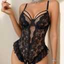Avidlove Lingerie for Women Sexy Lace Bodysuit Deep V Teddy One Piece Babydoll (Black, XXL)