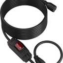 STARELO Extension Cord with ON/Off Waterproof Switch,Extension Cord with Switch 3-Prong Outdoor 1875W,Black Heavy Duty, 14/3 SJTW 15A 125V Grounded Plug Receptacle.(15FT,Black)