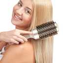 BANGMENG Round Barrel Anti-Static Hair Brush with Boar Bristles, Nano Thermal Ceramic Ionic Tech | For Extra Shine | Protect Hair, Enhance Texture, For Straightening & Drying (2inch)