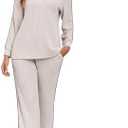 Veseacky Women’s Pajamas Set Long Sleepwear Loungewear Nightsleep Comfy 2 piece Pullover Tracksuit with Pockets, Size XL