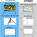 Towond 120 inch Projector Screen with Stand, 4K HD 16:9 Foldable Anti-Crease Indoor Outdoor Movie Screen, Portable Projection Screen for Backyard Theater, Camping, and Office Presentations