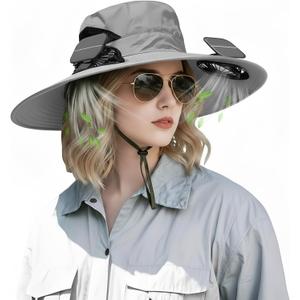 Hat with Fans Solar Power, 2-in-1 UPF 50+ Wide Brim Sun Hat, Fishing Essentials for Camping Hiking Beach Summer Safari