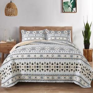 BEDIFANY Boho Quilt King Size Set Lightweight Bedspread King Size Stripe Boho King Quilt Quilt Bedding Set for Bed Decoration AllSeason Coverlet Set 3 Pieces