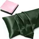 TREELY Satin Body Pillowcase for Hair and Skin, Silky Satin Body Pillow Cover 20x30 inches Body Pillow Case with Envelope Closure, Forest Green