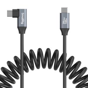 SMALLRIG USB C to USB C Coiled Data Cable (Straight to Angled), 90 Degree USB C Cable 20Gbps High Speed Data Transfer, Support PD 100W Fast Charging, for iPhone, Laptops and Cameras etc. - 4792 (1.15FT-3.28FT)