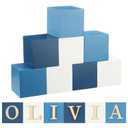 Kigley 8 Pcs Custom Wooden Name Sign 8 Letter Blocks and 78 Wooden Letter Name Wooden Cubes Wooden Blocks for Montessori Shower Name Alphabet Wood Signs