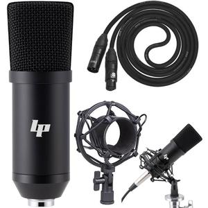 LyxPro Condenser Microphone for Studio, Vocals, Instruments, Podcasting and Professional Recordings with Shockmount, XLR Cable - Matte Black
