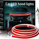 YM E-Bright Led Hood Light Strip Exterior Car Led Strip Light Waterproof Flexible DRL Dynamic Scan Start Up Hoodbeam Kit Daytime Running Lights for Car, Truck, SUV, 12V 59inch, Red, 1 Set