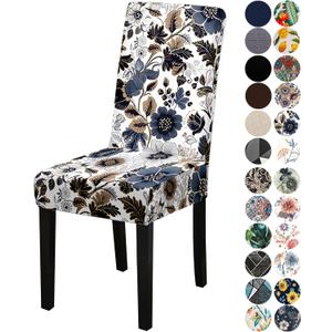 Stretchy Parson Chair Slipcovers for Dining Room Chair seat Covers Chair Protectors for Party Pet Protection Universal Fit Soft Polyester (Set of 4, Dark Flowers II)