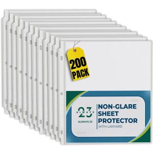 Always23 Sheet Protectors, Clear Sheet Protectors, Plastic Sheet Protectors, Nonglare, Economy 200 Pack