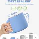 Bakpoco 2-IN-1 Open Toddler Cups, Stainless Steel Baby Cup + Silicone Training Cup for Toddlers Kids Babys, No Plastic | No Soap Smell | Shock-Proof Feeding Essentials, 2-Pack Blue/Sage