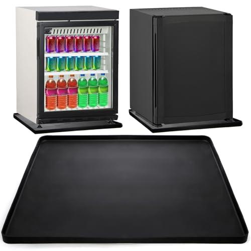Fasmov Mini Fridge Silicone Mat with Raised Edges, 24''x24''x0.8'', Refrigerator Floor Protector Mat, Under Refrigerator Mat Mini Fridge Drip Pan Prevents Appliance Leakage Water Spills, Black