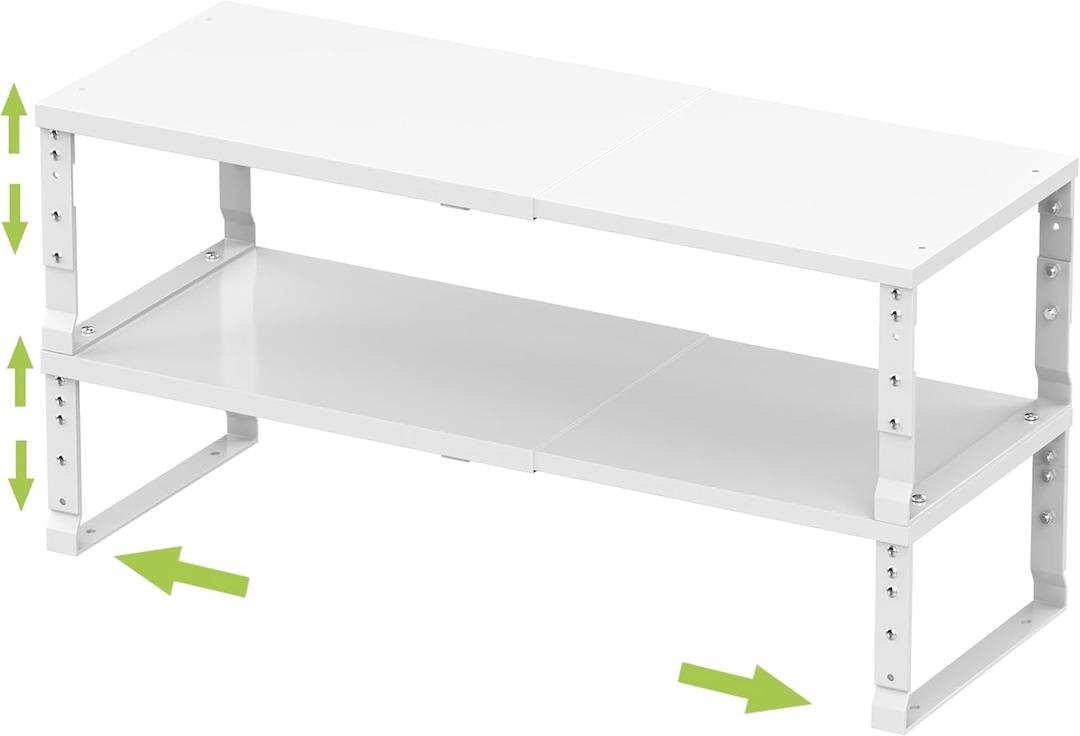 Expandable Stackable Spice Rack Organizer for Kitchen Cabinet,Adjustable Counter Shelf, countertop, Pantry,Cupboard,Bathroom,Bedroom(2Packs/White/Medium) (MEDIUM:7.9"D x 16.7~26.6"W x 6.1"/7.5"H) Expandable Stackable Spice Rack Organizer for Kitchen Cabinet,Adjustable Counter Shelf, countertop, Pantry,Cupboard,Bathroom,Bedroom(2Packs/White/Medium) (MEDIUM:7.9"D x 16.7~26.6"W x 6.1"/7.5"H)