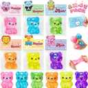 Valentines Day Cards for Kids School, 24 Pcs Cute Bear Squeeze Toys with Kids Valentines' Cards, Valentines' Day Exchange Gifts for Kids, Ideal Classroom Prize & Party Favors Supply