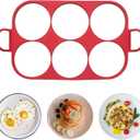 Baker's Friend 6 Round Silicone Egg Rings for Frying Eggs & Pancake, Non-Stick & Heat-Resistant, Ergonomic Handles, Omelette Ring for Griddle, 4 Inch, Red