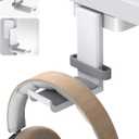 Lamicall Headphone Stand, Sticky Headset Hanger - 360 Degree Rotation Earphone Adhesive Hook Holder Mount, Table Headphone Stand with Cable Organizer, Headset Clamp for HyperX, Sennheiser -White