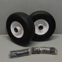 9x3.50-4 Flat Free Lawn Mower Tire and Wheel, Smooth Tread Tire for Zero Turn Mowers, Installed 3/4" Bearing with Extra 5/8" Bearing, 3.5"-4"-4.5"-5" Centered Hub, 2 PCS