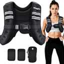 PACEARTH Weighted Vest,6lb/8lb/10lb/12lb/16lb/20lb/25lb/30lb Weight Vest with Reflective Stripe, Body Weight Vests for Women, Men, Weight Loss Workout, Strength Training, Running, Walking, Jogging (Black)