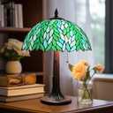 Tiffany Lamp 16" Large Green Wisteria Stained Glass Table Lamp | 2-Lights Antique Desk Light, Nightstand Bedside Reading Light, For Living Room Bedroom Study Office W16" x H23"