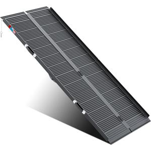 WHALEMOTOR Black Portable Wheelchair Ramp, 7FT No-sew Non-Slip Aluminum Wheelchair Ramp, Folding Portable Wheelchair Ramps for Home, Weight Capacity Up to 800 LBS, Loading Dock Plates