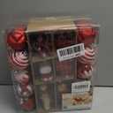 SHareconn 65pcs Christmas Tree Ornaments Set, Shatterproof Christmas Gingerbread Man Balls Bulk Gift Boxes, Hanging Plastic Decorative Baubles for Xmas Trees Decorations, Holiday Party, Red White