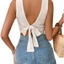 SweatyRocks Women's Tie Backless Lace Tank Top Crewneck Sleeveless Cut Out Crop Tops Medium