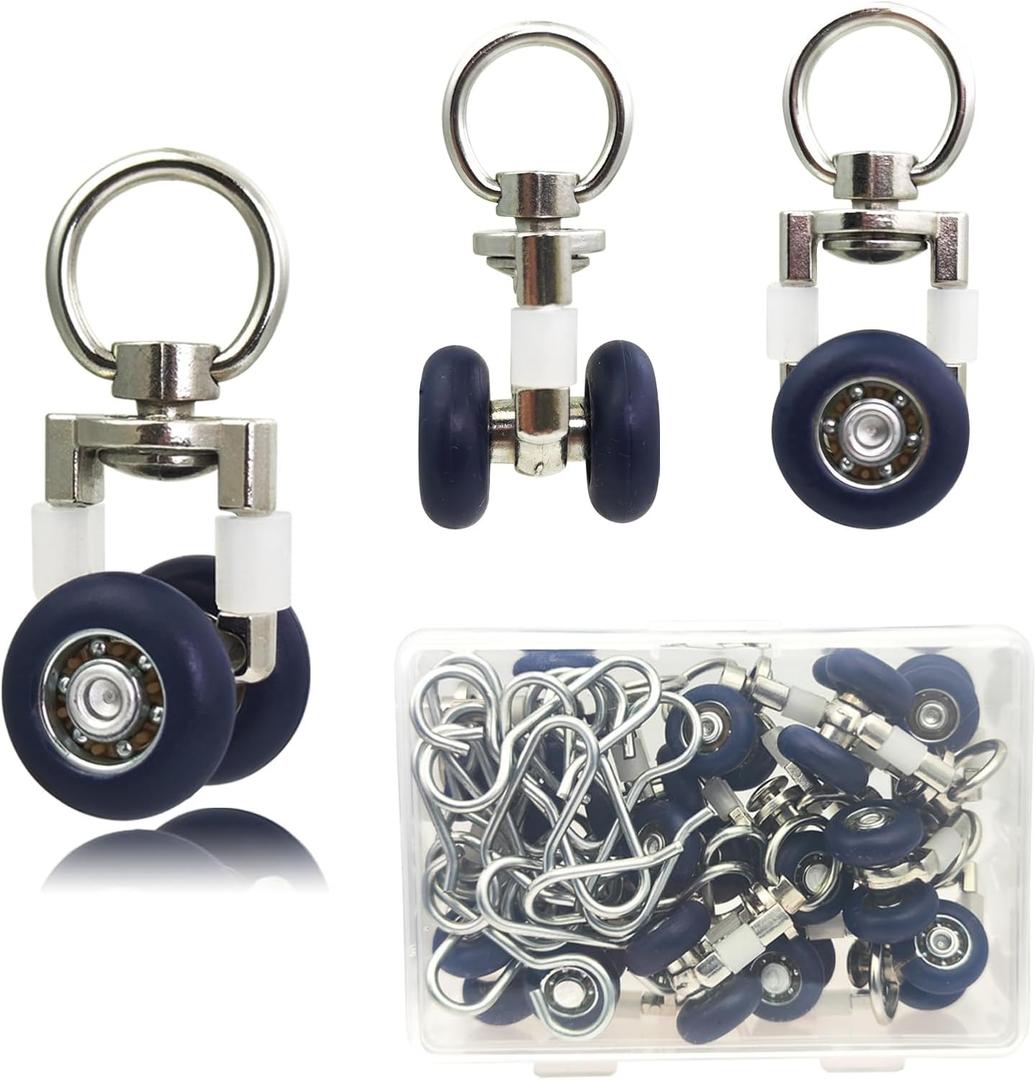 TSBS 15 Pack Ceiling Curtain Rollers, Sliding Track Gliders with Mute Wheel, Ideal for Ceiling, Wall, Room Divider, RV,  20mm