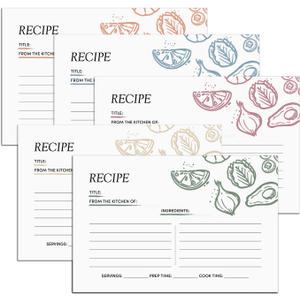 2 x Recipe Cards, 4x6 Recipe Cards for Bridal Shower and Weddings, Double-Sided, 50 Pack, Multicolor