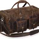 Large Duffel Bags For Men Holdall Leather Travel Bag Overnight Gym Sports Weekend Bag (BROWN)