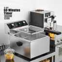 Electric Deep fryer Stainless Steel Deep Fryer with Basket & Lid Capacity 10L(10.5QT) Electric Countertop Fryers for Home Kitchen and Restaurant with 60 Minute Timer, 1800 Watts, 120V