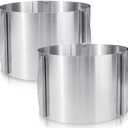 Hushee 2 Pcs 6 to 12 Inch Cake Ring 5.9 Inch High Adjustable Cake Mold Baking Rings Kit Round Stainless Steel Decorating Bakeware Tools with Scaling for Mousse Baking Dessert Making