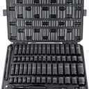 VEVOR 1/2" Drive Impact Socket Set, 65 Piece SAE 3/8" to 1-1/4" and Metric 10-24mm, 6 Point Cr-V Alloy Steel for Auto Repair, Easy-to-Read Size Markings, Rugged Construction, Storage Case