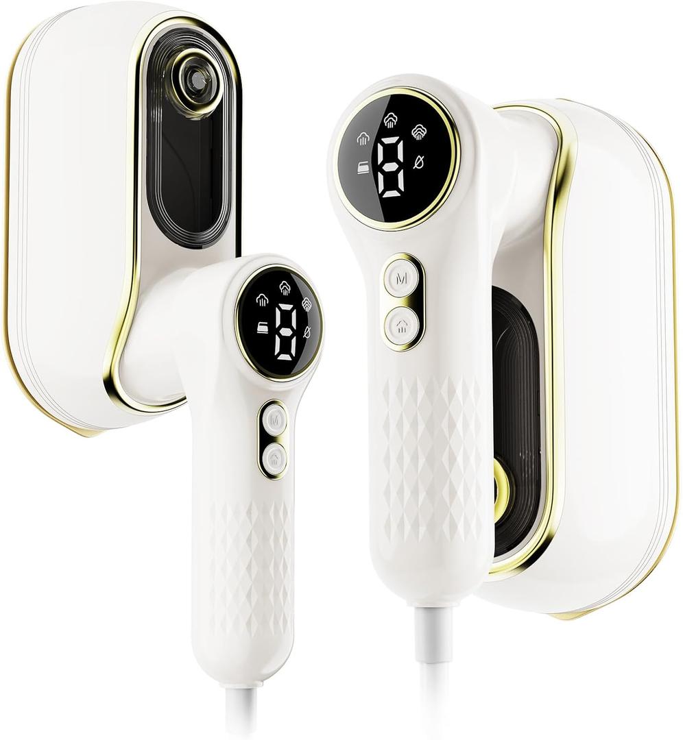 Portable Travel Steamer, 1200W Handheld Fabric Steamer for Clothes, 4 Modes with LCD Display, Powerful Wrinkle Remover for Home & Travel, 150ml Water Tank, 10S Fast Heat-Up, 180 Swivel Handle (White)