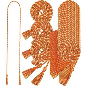 24 pcs Graduation Honor Cords 68" Grad Braided Honor Cord with Tassel Honor Rope Grad Cords Bulk for Graduation Students Bachelor Master Doctoral Gown Grad Decor (Orange and Yellow)