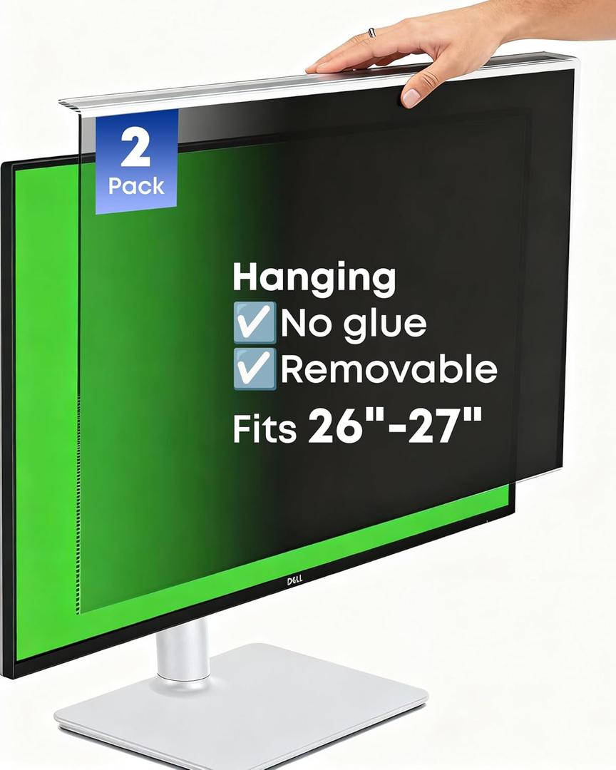 2-Pack Hanging Privacy Screen Protector for 26-27" Monitors, Removable & No Installation Required, 30 Privacy Filter, Effectively Blocks High-Energy 460nm Blue Light Dual Protection for Information Security & Eye Health 27"-16:9 (24.12"14.02")
