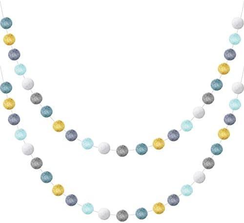Boao Felt Ball Garland 6.5 ft with 24 Colorful Pom Poms, Handmade Wool Garland for Nursery Decor, Kids Room Wall Hanging, Birthday Party Baby Shower and Home Decoration
