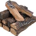 Skyflame Large Ceramic Logs for Gas Fireplace, 10 Piece Set of Heat Resistant Realistic Logs for Decorate Firepit, Gas Inserts, Ventless & Vent Free